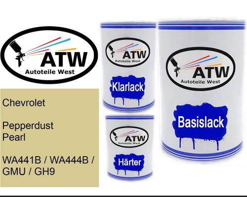 Chevrolet, Pepperdust Pearl, WA441B / WA444B / GMU / GH9: 500ml Lackdose + 500ml Klarlack + 250ml Härter - Set, von ATW Autoteile West.